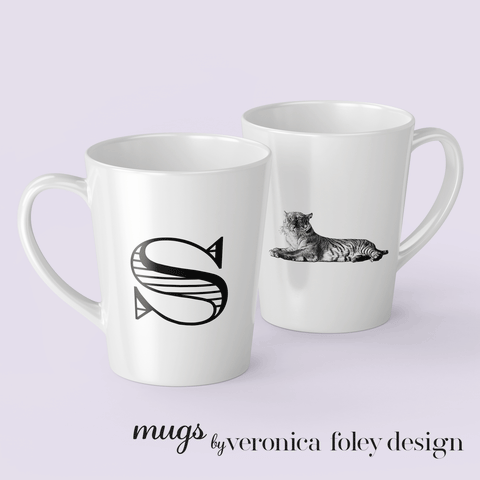 Letter S Tiger Mug with Initial