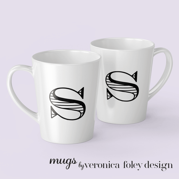 Letter S Shaded Roman Latte Mug with Initial