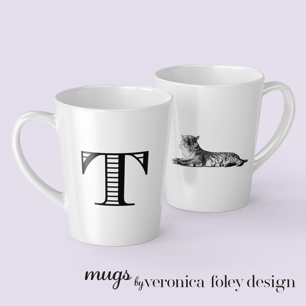 Letter T Tiger Mug with Initial
