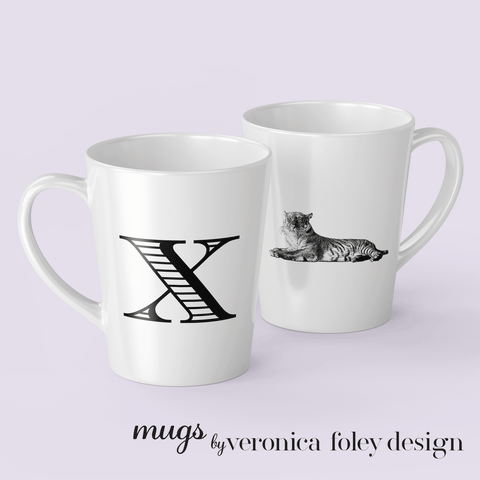 Letter X Tiger Mug with Initial