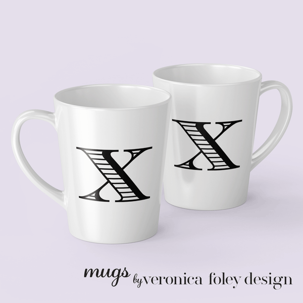 Letter X Shaded Roman Latte Mug with Initial