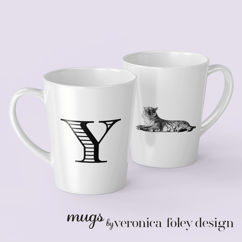Letter Y Tiger Mug with Initial