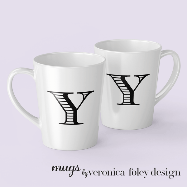 Letter Y Shaded Roman Latte Mug with Initial