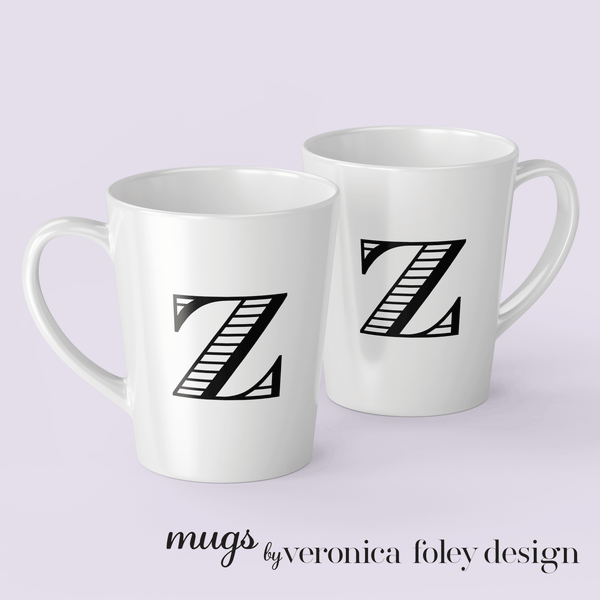 Letter Z Shaded Roman Latte Mug with Initial