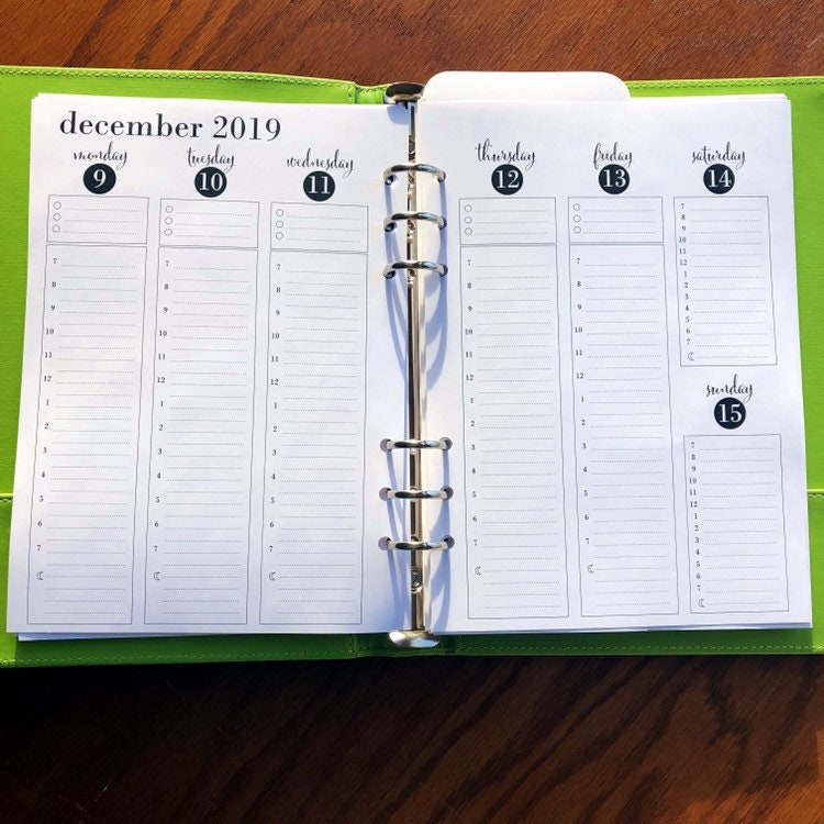 A5 Planner Inserts Weekly  2024 planner Printed A5 Weekly Hourly Plan –  veronicafoleysplanner