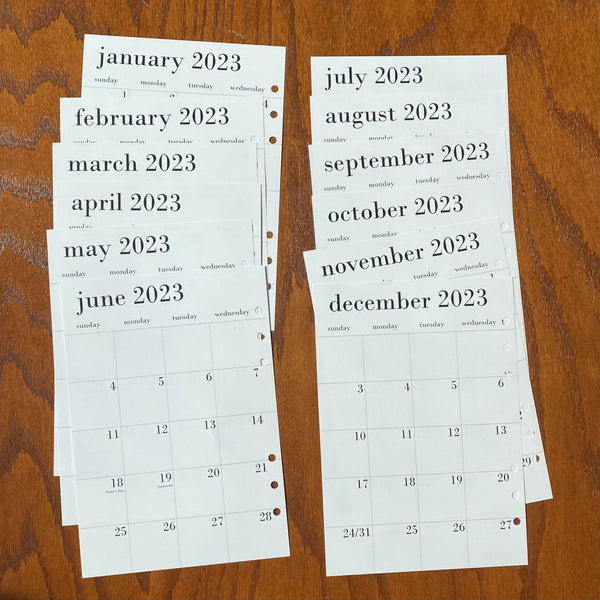 2024 A5 Planner Inserts Monthly, fountain pen friendly planner